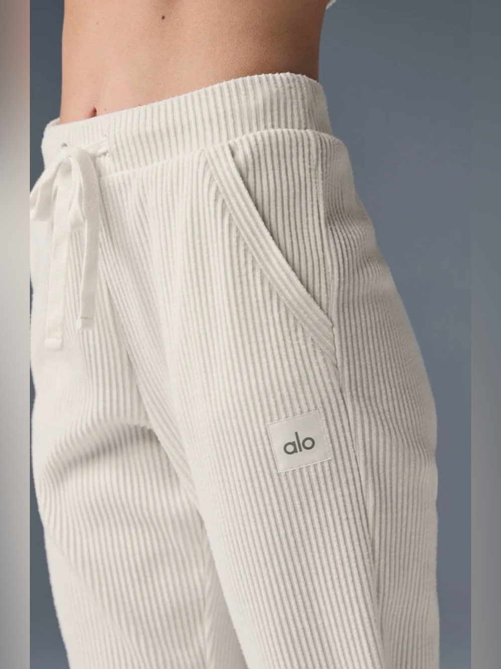 Alo Yoga Muse Sweatpant Ivory Ribbed Joggers L